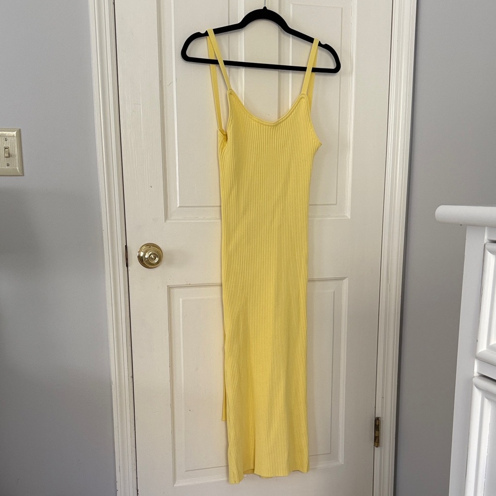 Zara Yellow Ribbed Maxi Dress